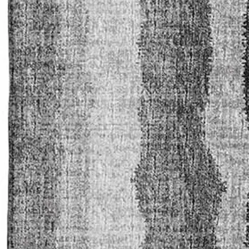 8' X 10' Graphite And Ivory Abstract Washable Area Rug With UV Protection
