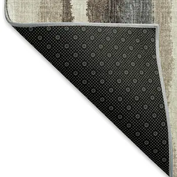 5' X 8' Brown Ivory And Gray Abstract Washable Area Rug With UV Protection