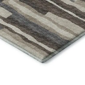 10' X 14' Brown Ivory And Gray Abstract Washable Area Rug With UV Protection