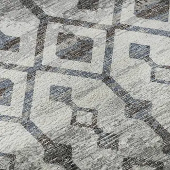3' X 5' Ash Gray And Ivory Tribal Washable Area Rug With UV Protection