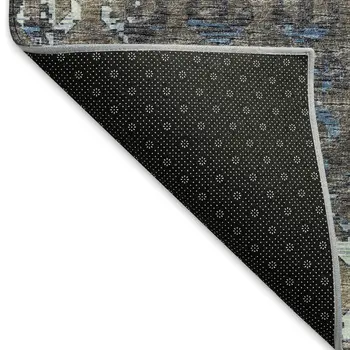 5' X 8' Burnished Brown And Blue Tribal Washable Area Rug With UV Protection
