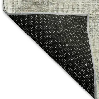 3' X 5' Linen And Ivory Abstract Washable Area Rug With UV Protection