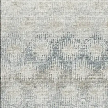 3' X 5' Linen And Ivory Abstract Washable Area Rug With UV Protection