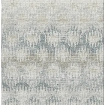 3' X 5' Linen And Ivory Abstract Washable Area Rug With UV Protection