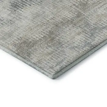 8' X 10' Linen And Ivory Abstract Washable Area Rug With UV Protection
