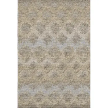3' X 5' Brown Ivory And Sky Blue Abstract Washable Area Rug With UV Protection