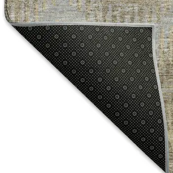 5' X 8' Brown Ivory And Sky Blue Abstract Washable Area Rug With UV Protection