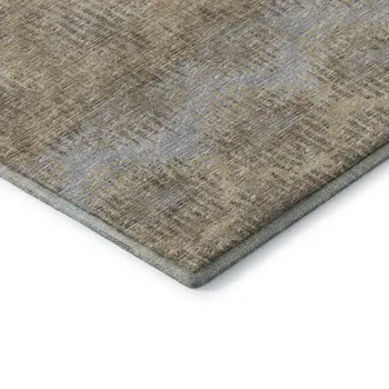 5' X 8' Brown Ivory And Sky Blue Abstract Washable Area Rug With UV Protection