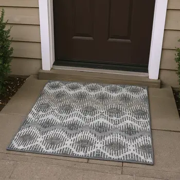 3' X 5' Graphite Ivory And Beige Abstract Washable Area Rug With UV Protection