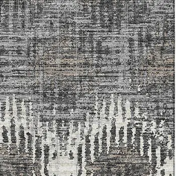 3' X 5' Graphite Ivory And Beige Abstract Washable Area Rug With UV Protection
