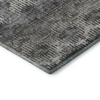 8' X 10' Graphite Ivory And Beige Abstract Washable Area Rug With UV Protection