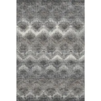 9' X 12' Graphite Ivory And Beige Abstract Washable Area Rug With UV Protection