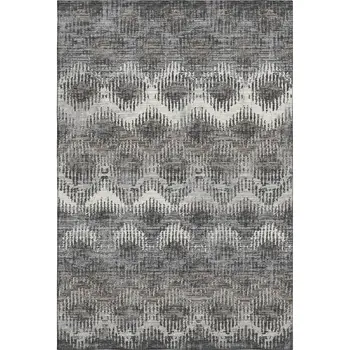 10' X 14' Graphite Ivory And Beige Abstract Washable Area Rug With UV Protection