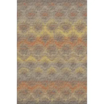 5' X 8' Burnt Sienna Gold And Gray Abstract Washable Area Rug With UV Protection
