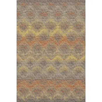 5' X 8' Burnt Sienna Gold And Gray Abstract Washable Area Rug With UV Protection