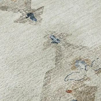 3' X 5' Linen Ivory And Blue Tribal Washable Area Rug With UV Protection