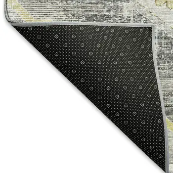 3' X 5' Silver Gold And Gray Tribal Washable Area Rug With UV Protection