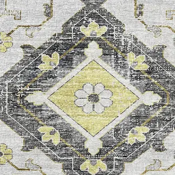 3' X 5' Silver Gold And Gray Tribal Washable Area Rug With UV Protection