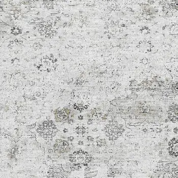 5' X 8' Light Gray And Charcoal Floral Medallion Washable Area Rug With UV Protection