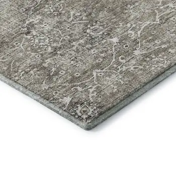 3' X 5' Stone And Coffee Floral Medallion Washable Area Rug With UV Protection