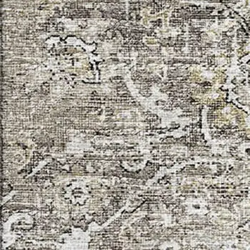 3' X 5' Stone And Coffee Floral Medallion Washable Area Rug With UV Protection