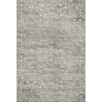 8' X 10' Stone And Coffee Floral Medallion Washable Area Rug With UV Protection