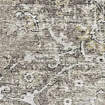 9' X 12' Stone And Coffee Floral Medallion Washable Area Rug With UV Protection