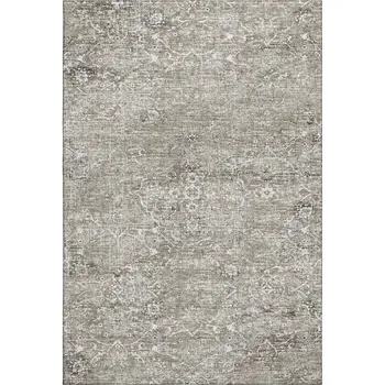 10' X 14' Stone And Coffee Floral Medallion Washable Area Rug With UV Protection
