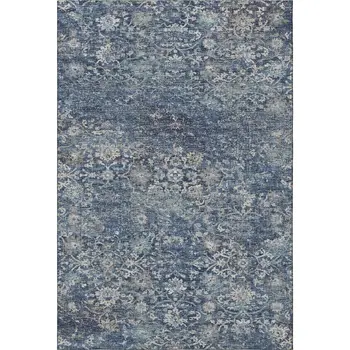 3' X 5' Blue And Gray Floral Medallion Washable Area Rug With UV Protection