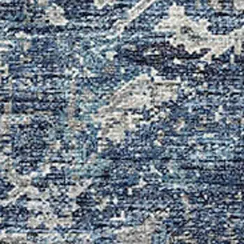 8' X 10' Blue And Gray Floral Medallion Washable Area Rug With UV Protection