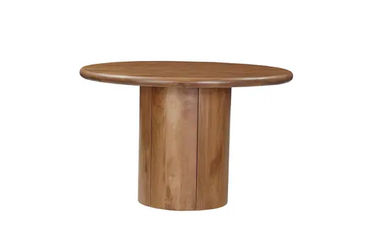 48" Brown Solid Wood Pedestal Base Round Top Dining Table