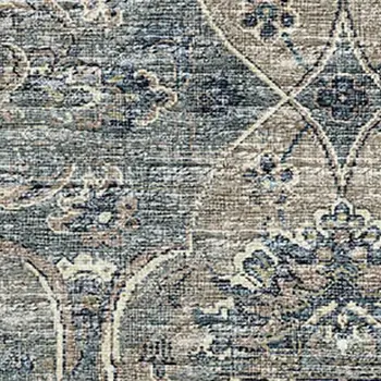 3' X 5' Denim Blue And Gray Floral Medallion Washable Area Rug With UV Protection