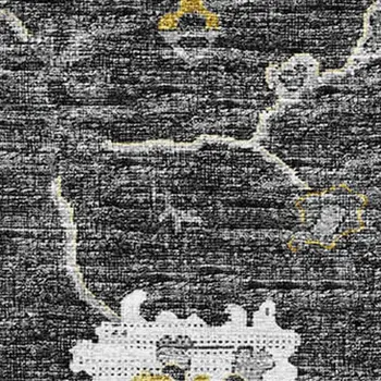 3' X 5' Graphite Ivory And Gold Floral Medallion Washable Area Rug With UV Protection