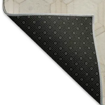 5' X 8' Ivory And Gray Geometric Washable Area Rug With UV Protection