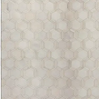 5' X 8' Ivory And Gray Geometric Washable Area Rug With UV Protection