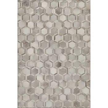 3' X 5' Gray Ivory And Beige Geometric Washable Area Rug With UV Protection