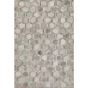 3' X 5' Gray Ivory And Beige Geometric Washable Area Rug With UV Protection