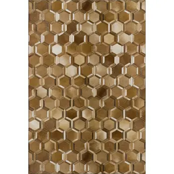 3' X 5' Brown Ivory And Beige Geometric Washable Area Rug With UV Protection
