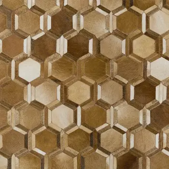 8' X 10' Brown Ivory And Beige Geometric Washable Area Rug With UV Protection