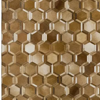 10' X 14' Brown Ivory And Beige Geometric Washable Area Rug With UV Protection