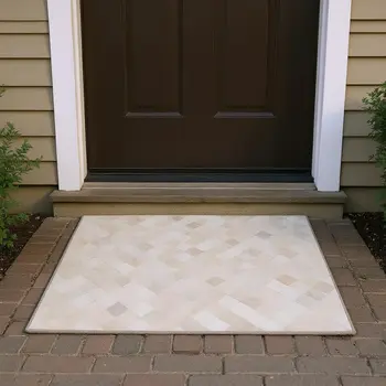 3' X 5' Ivory And Gray Geometric Washable Area Rug With UV Protection