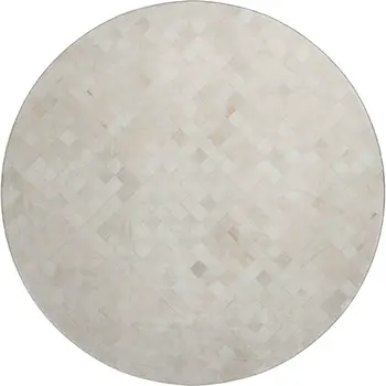8' Ivory And Gray Geometric Washable Round Rug With UV Protection
