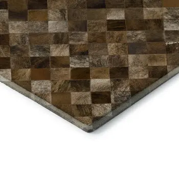 5' X 8' Brown Beige And Coffee Geometric Washable Area Rug With UV Protection