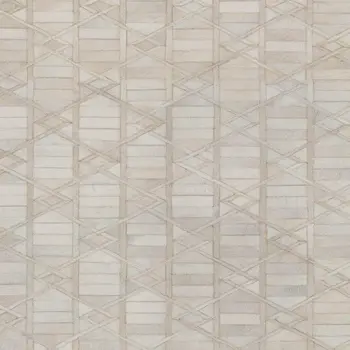 5' X 8' Ivory And Beige Geometric Washable Area Rug With UV Protection