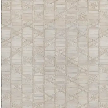 5' X 8' Ivory And Beige Geometric Washable Area Rug With UV Protection