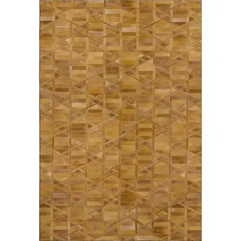 3' X 5' Brown Beige And Gold Geometric Washable Area Rug With UV Protection