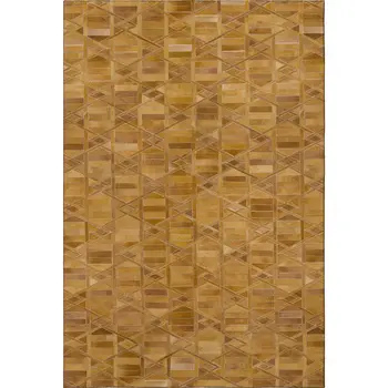 3' X 5' Brown Beige And Gold Geometric Washable Area Rug With UV Protection