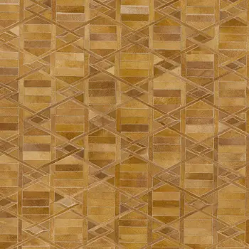 9' X 12' Brown Beige And Gold Geometric Washable Area Rug With UV Protection