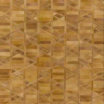 10' X 14' Brown Beige And Gold Geometric Washable Area Rug With UV Protection