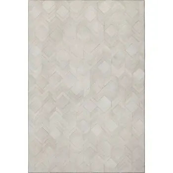 8' X 10' Ivory And Gray Geometric Washable Area Rug With UV Protection